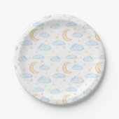 Waterverf Moon Stars en Clouds Patroon Papieren Bordje (Voorkant)