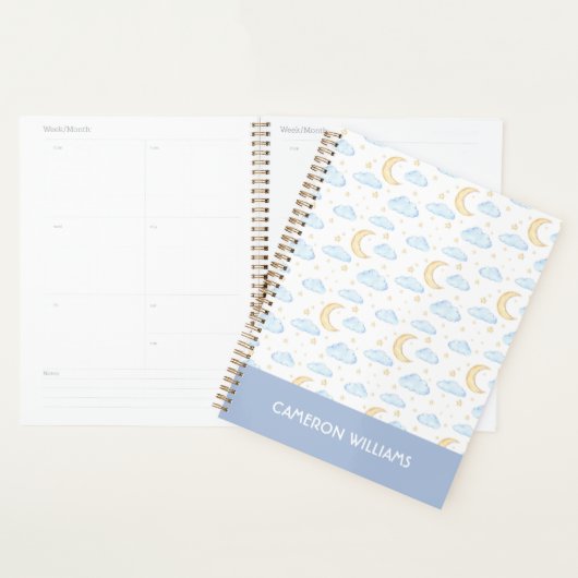 Waterverf Moon Stars en Clouds Patroon Planner (Display)