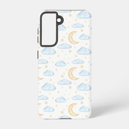 Waterverf Moon Stars en Clouds Patroon Samsung Galaxy Hoesje (Achterkant)