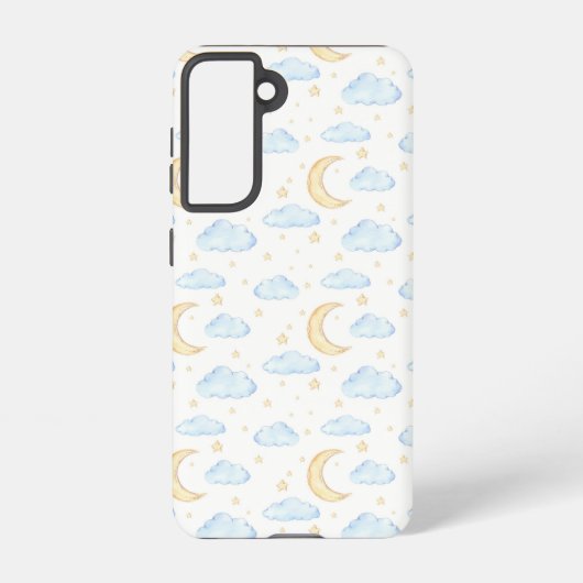 Waterverf Moon Stars en Clouds Patroon Samsung Galaxy Hoesje (Achterkant)