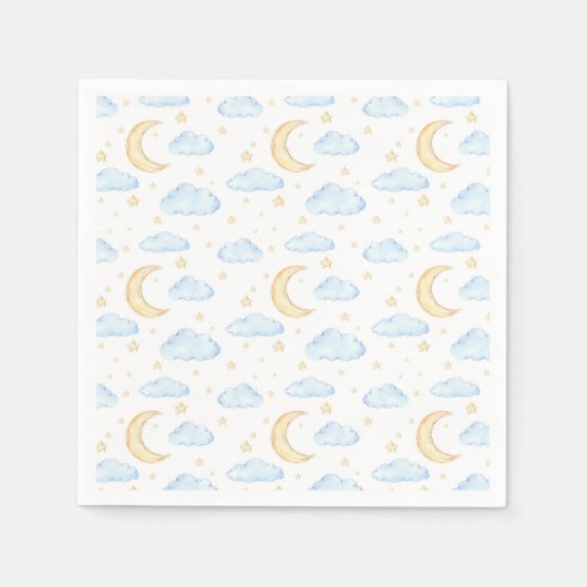 Waterverf Moon Stars en Clouds Patroon Servet (Voorkant)