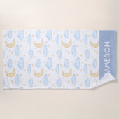 Waterverf Moon Stars en Clouds Patroon Strandlaken (Voorkant)