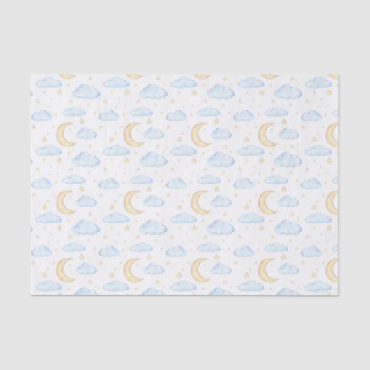 Waterverf Moon Stars en Clouds Patroon Tissuepapier (Voorkant)