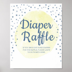 Waterverf Moon & Stars Pastel Diaper Raffle Sign Poster