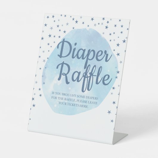 Waterverf Moon & Stars Pastel Diaper Raffle Sign Reclamebord Met Voetstuk (Voorkant)