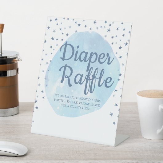 Waterverf Moon & Stars Pastel Diaper Raffle Sign Reclamebord Met Voetstuk (Insitu)