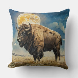 Waterverf Moonlit Bison Kussen