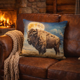 Waterverf Moonlit Bison Kussen