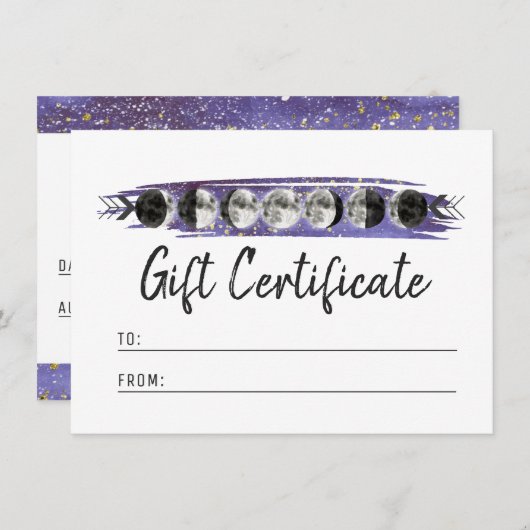 Waterverf Moons Lunar Cycle Cadeaubon Kaart (Voorkant / Achterkant)