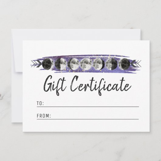 Waterverf Moons Lunar Cycle Cadeaubon Kaart (Voorkant)
