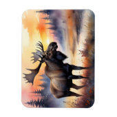Waterverf Moose bij Sunrise Flexible Magneet (Verticaal)