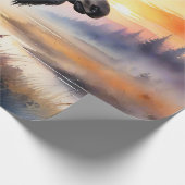 Waterverf Moose bij zonsopgang Cadeaupapier (Hoek)