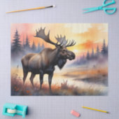 Waterverf Moose bij zonsopgang Decoupage Tissuepapier (Craft)