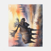 Waterverf Moose bij zonsopgang Fleece Deken (Voorkant)