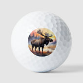 Waterverf Moose bij zonsopgang Golfballen (Voorkant)