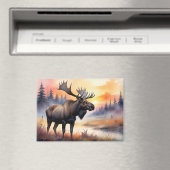 Waterverf Moose bij zonsopgang Magneet (Insitu (Vaatwasser))