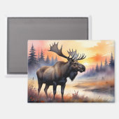 Waterverf Moose bij zonsopgang Magneet (Voorkant / Achterkant)