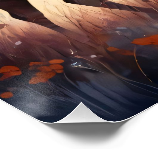 Waterverf Moose bij zonsopgang Perfect Poster (Hoek)