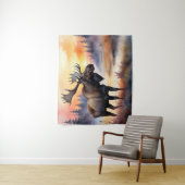 Waterverf Moose bij zonsopgang Wandkleed (In situ)