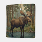 Waterverf Moose Boho Bos bos groen Keramisch Ornament (Links)