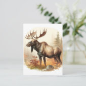 Waterverf Moose Briefkaart (Staand voorkant)