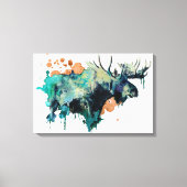 Waterverf Moose Canvas afdrukken (Voorkant)