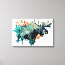 Waterverf Moose Canvas afdrukken