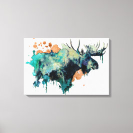 Waterverf Moose Canvas afdrukken