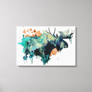 Waterverf Moose Canvas afdrukken