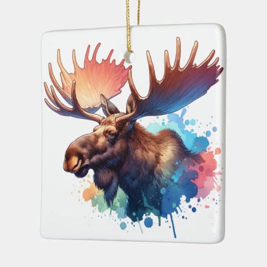 Waterverf Moose Keramisch Ornament (Links)
