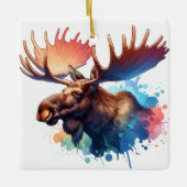 Waterverf Moose Keramisch Ornament (Voorkant)