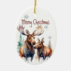 Waterverf Moose Wildlife Animal Custom Keramisch Ornament