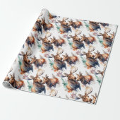 Waterverf Moose Winter Animal Wildlife Natuur Art Cadeaupapier (Uitgerold)