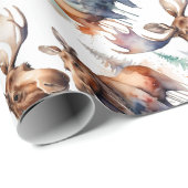 Waterverf Moose Winter Animal Wildlife Natuur Art Cadeaupapier (Rol Hoek)