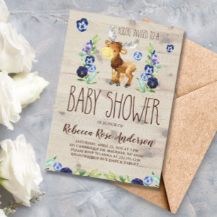 Waterverf Moose Woodland Baby Baby shower Kaart