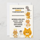 Waterverf Moppige Katten Verjaardag Kaart (Voorkant)