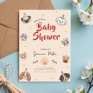 Waterverf Mopshond Babyshower Kaart