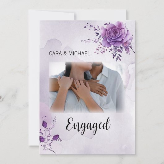 Waterverf Morada bruiloft Verloving uitnodigen Kaart (Voorkant)