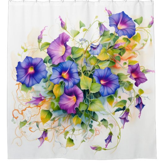 Waterverf Morning Glory Magic Douchegordijn (Voorkant)