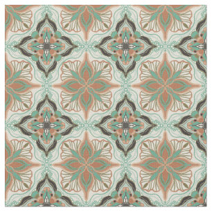 Waterverf Moroccan Floral Tegel Pattern Stof