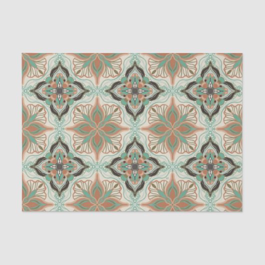 Waterverf Moroccan Floral Tegel Pattern Tissuepapier (Voorkant)