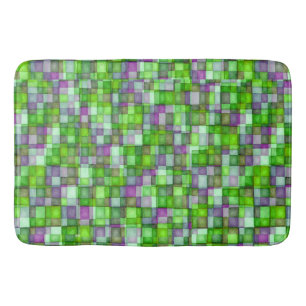 Waterverf Mosaic Tiles Bright Groen en Paars Badmat