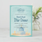 Waterverf Moskee Ramadan Iftar Feest Uitnodiging (Staand voorkant)