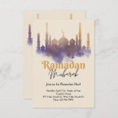 Waterverf moskee ramadan iftar uitnodiging (Voorkant / Achterkant)