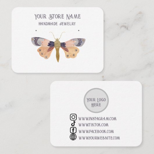  Waterverf mot sieraden display Visitekaartje (Voorkant / Achterkant)