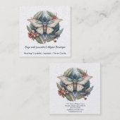 Waterverf Moth and Flowers Square Visitekaartje (Voorkant / Achterkant)