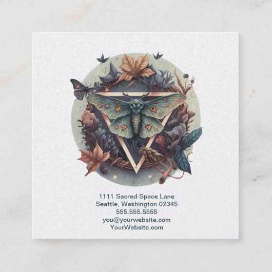 Waterverf Moth Square Visitekaartje (Achterkant)