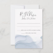 Waterverf Motion Blue Wedding Reactie Kaart (Voorkant)