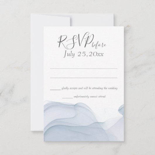 Waterverf Motion Blue Wedding Reactie Kaart (Voorkant)