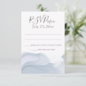 Waterverf Motion Blue Wedding Reactie Kaart (Staand voorkant)